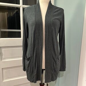 Bobeau Sage Green-Grey Open Cardigan